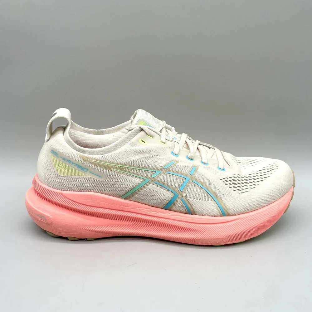 ASICS Womens 11 Gel Kayano 31 Road Running Shoes White Coral Sporty Gym Training